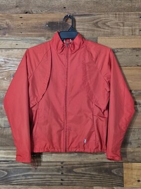Sport Coral Red Ripstop Windbreaker Running Jacket Lightweight Athletic